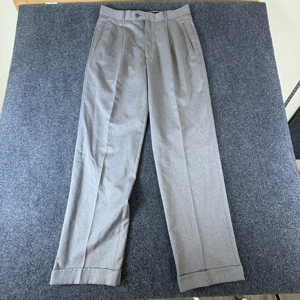 Louis Raphael Soft Dress Pants Mens 32x32 Gray Pleated Front‎ Cuffed Hem Formal